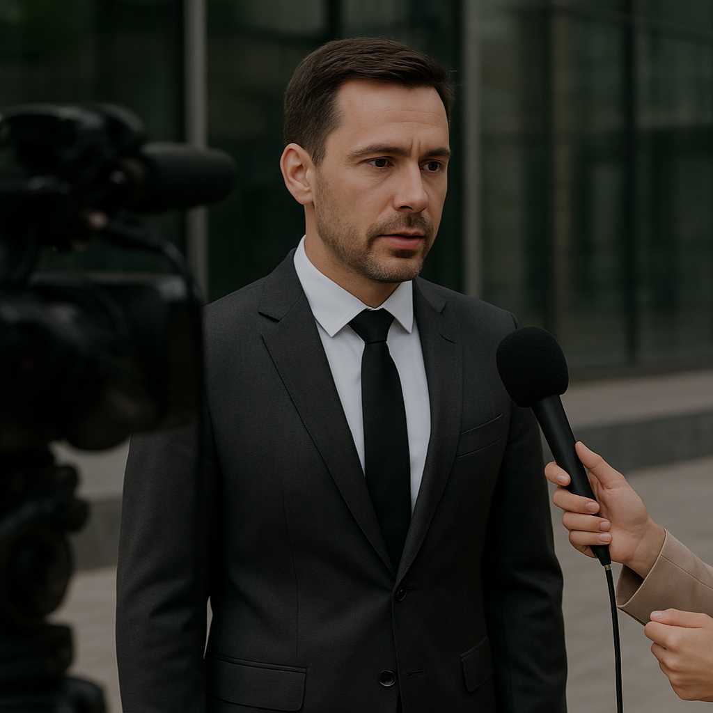 Executivo concedendo entrevista